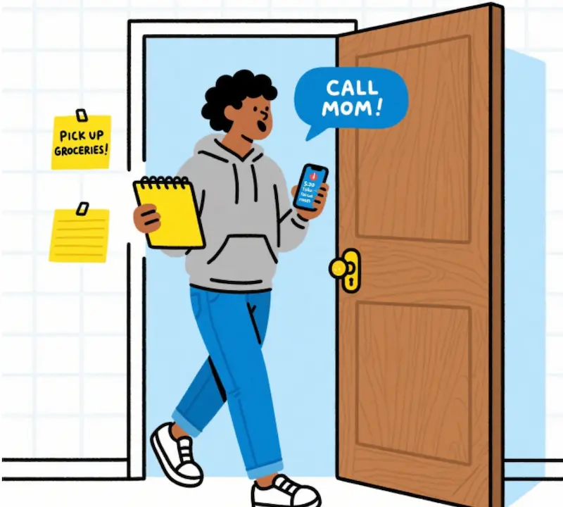 Practical tips to avoid the doorway effect, using memory cues and reminders