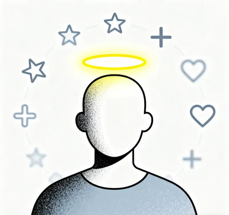 Illustration of the Halo Effect showing how one trait influences overall perception