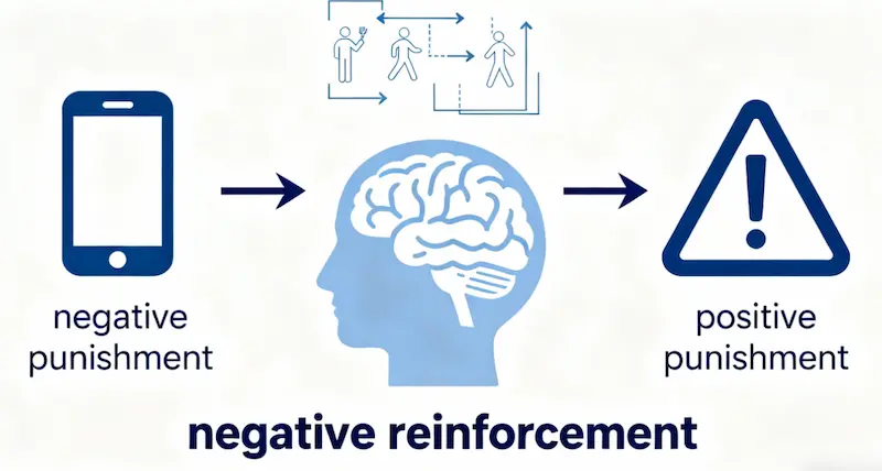 Infographic explaining the psychology definition of negative punishment, showing the core principle of removing a pleasant stimulus to reduce unwanted behavior in B.F. Skinner's operant conditioning framework.