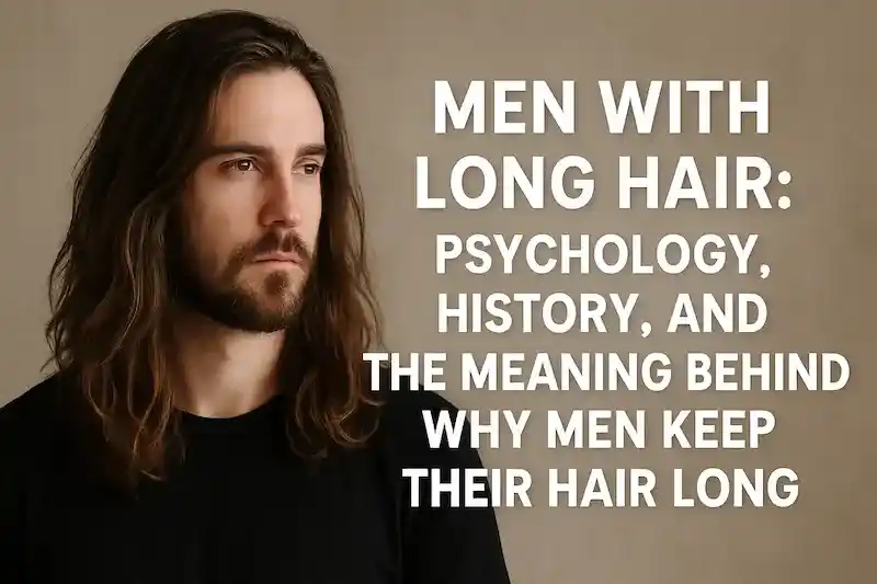 Man with long hair looking thoughtful — psychology behind why men keep their hair long