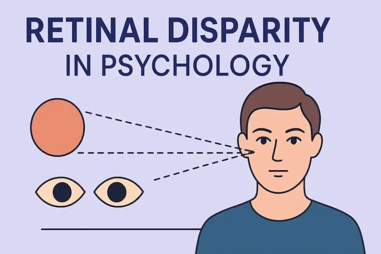Illustration showing retinal disparity in psychology, explaining how binocular vision helps the brain perceive depth and 3D space.